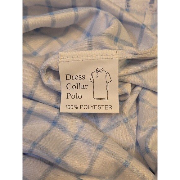 NWT Collars & Co Mens 3XL Dress Collar Polo Shirt Blue Windowpane Check - Picture 6 of 7